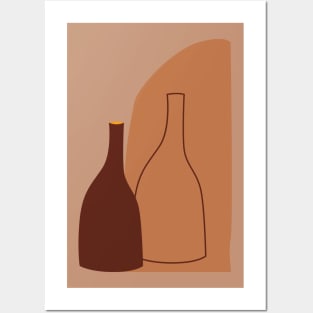 Two Bottles Organic forms ceramic terracota minimal abstract Posters and Art